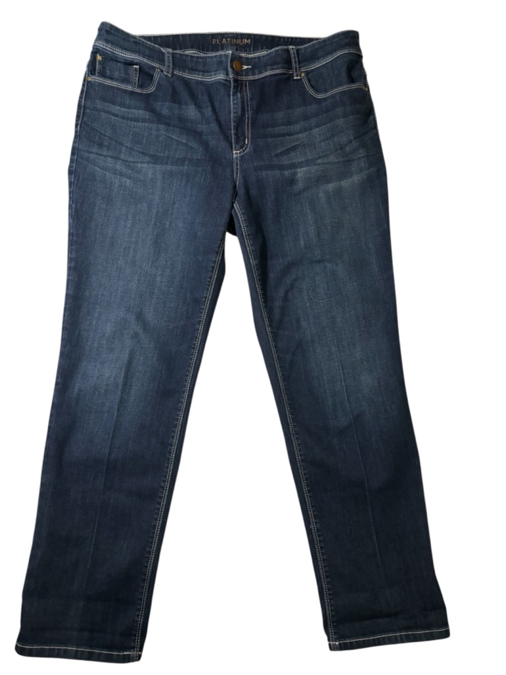 Chico’s Platinum Dark Wash Cropped Ankle Jeans Size 2.5 US 14 Stretch